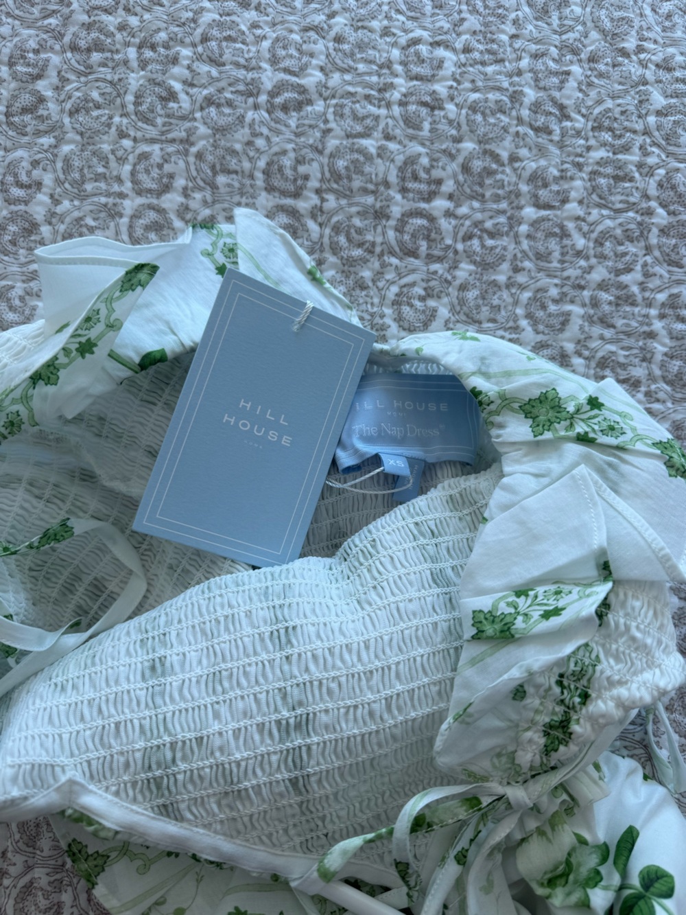 The Cambria Nap Dress - White/Green Arcadia Border - Picture 6 of 6